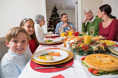 simsearch:400-07929054,k - Portrait of brother and sister during christmas dinner at home in the living room Stock Photo - Budget Royalty-Free & Subscription, Code: 400-07929038