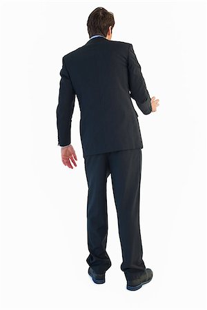 person opening shirt - Rear view of businessman opening a door on white bakcground Stock Photo - Budget Royalty-Free & Subscription, Code: 400-07929883