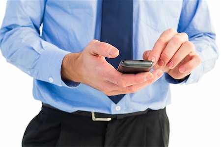 simsearch:400-07141016,k - Close up of a businessman using a smartphone on white background Stockbilder - Microstock & Abonnement, Bildnummer: 400-07929934