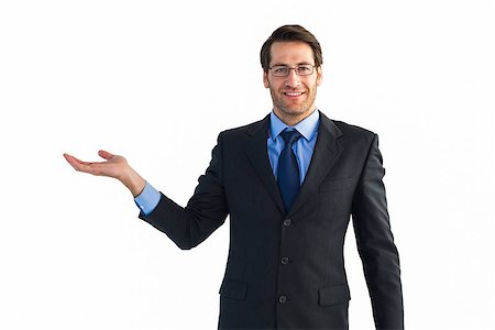 simsearch:400-06879262,k - Businessman with empty hand open on white background Stock Photo - Budget Royalty-Free & Subscription, Code: 400-07929960