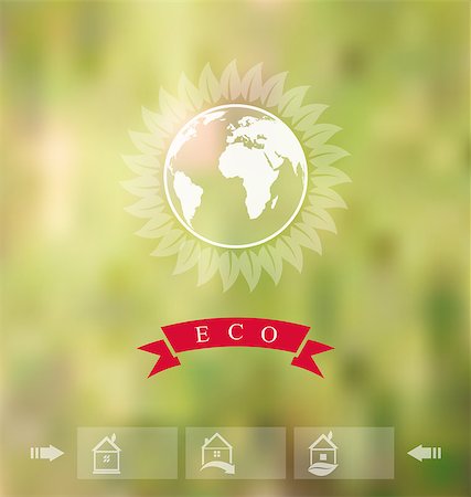 simsearch:400-07556059,k - Illustration blurred background with eco badge, ecology label with icons of green house - vector Stockbilder - Microstock & Abonnement, Bildnummer: 400-07920282