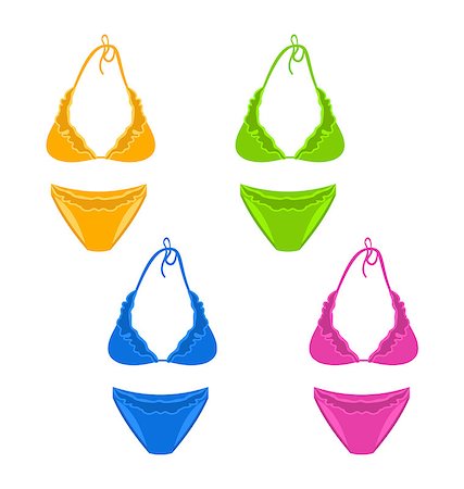 Illustration set colorful female swimsuit or underwear isolated on white background - vector Stock Photo - Budget Royalty-Free & Subscription, Code: 400-07920322