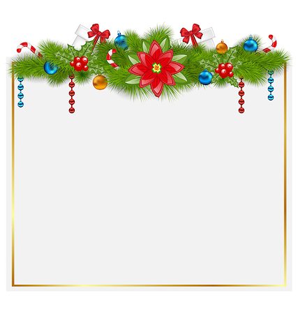 simsearch:400-07920343,k - Illustration greeting card with traditional Christmas elements - vector Stock Photo - Budget Royalty-Free & Subscription, Code: 400-07920342