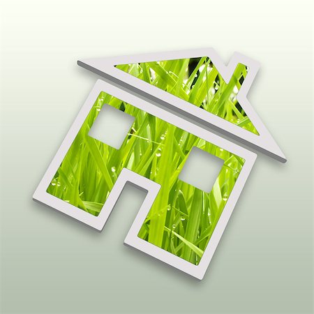 Abstract green grass house background, ideal for ecology, green or natural designs. Fotografie stock - Microstock e Abbonamento, Codice: 400-07920478