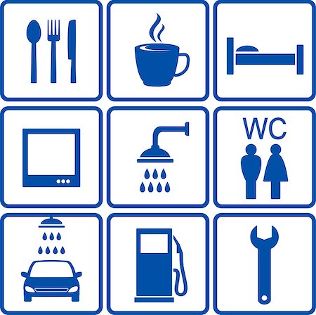 blue set of automotive road signs Foto de stock - Super Valor sin royalties y Suscripción, Código: 400-07920774