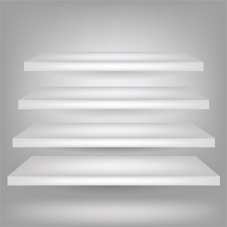 simsearch:400-08919670,k - illustration with  empty white shelves  on grey background Fotografie stock - Microstock e Abbonamento, Codice: 400-07921065