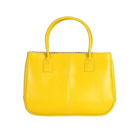 High-resolution image of an isolated yellow leather handbag on white background. High-quality clipping path included. Foto de stock - Royalty-Free Super Valor e Assinatura, Número: 400-07921171