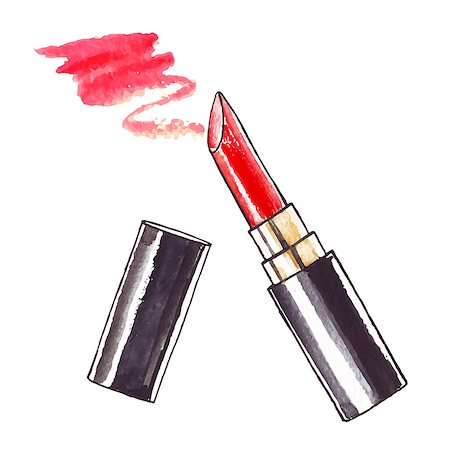 Beautiful Lipstick. Hand drawn watercolor vector. Beauty  illustration. Photographie de stock - Aubaine LD & Abonnement, Code: 400-07921244