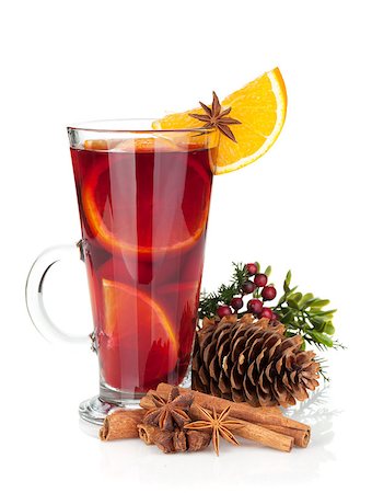 Christmas mulled wine with spices. Isolated on white background Stock Photo - Budget Royalty-Free & Subscription, Code: 400-07921361