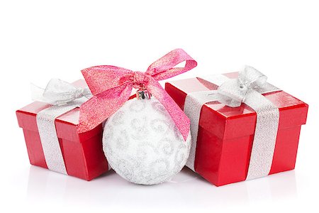 simsearch:400-07921368,k - Christmas gift boxes and decor. Isolated on white background Stock Photo - Budget Royalty-Free & Subscription, Code: 400-07921387