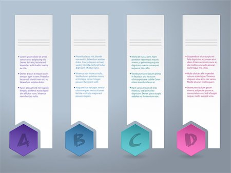 simsearch:400-07620578,k - White label infograhic background design with small color hexagons and abcd Fotografie stock - Microstock e Abbonamento, Codice: 400-07921616