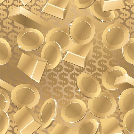 recurring payments - Gold pattern with gold coin and gold ingots Stock Photo - Budget Royalty-Free & Subscription, Code: 400-07921644