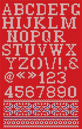 simsearch:400-05329259,k - Christmas knitted font in Scandinavian style on red background Foto de stock - Royalty-Free Super Valor e Assinatura, Número: 400-07921643