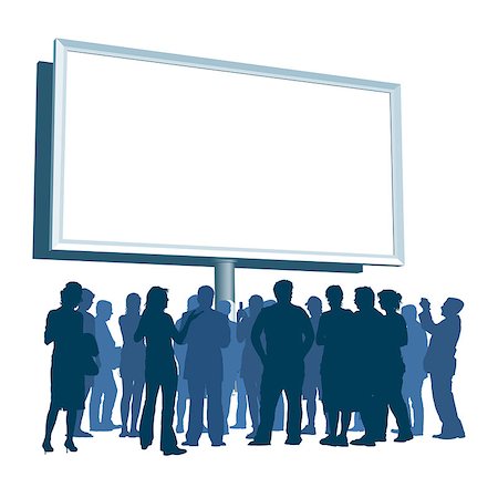 simsearch:400-04082063,k - People are standing in front of large blank billboard Stock Photo - Budget Royalty-Free & Subscription, Code: 400-07921753