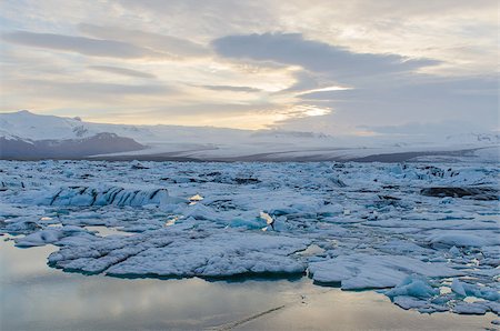 skaftafell - Jokulsarlon ice lagoon at sunset Foto de stock - Super Valor sin royalties y Suscripción, Código: 400-07921762