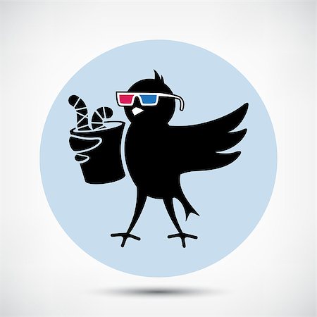 social networking illustration - Black Bird with 3D Glasses and Cup of Worms Stock Photo - Budget Royalty-Free & Subscription, Code: 400-07921984