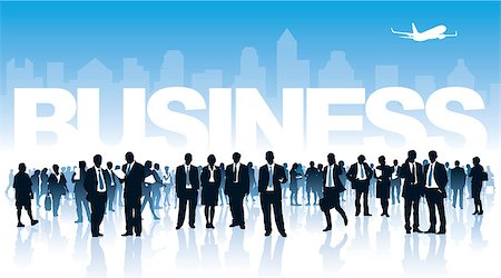 Crowd of businesspeople standing in front of white large inscription Stock Photo - Budget Royalty-Free & Subscription, Code: 400-07922161