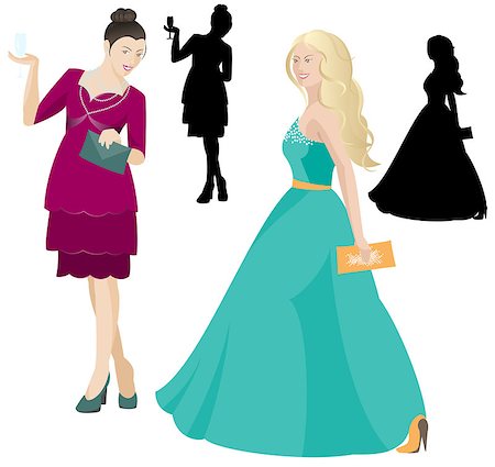 Party women in dress  vector Stock Photo - Budget Royalty-Free & Subscription, Code: 400-07922347