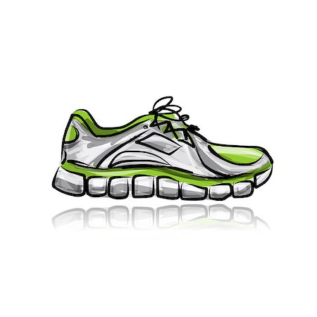 feet marathon - Sport sneakers, sketch for your design. Vector illustration Stock Photo - Budget Royalty-Free & Subscription, Code: 400-07922608