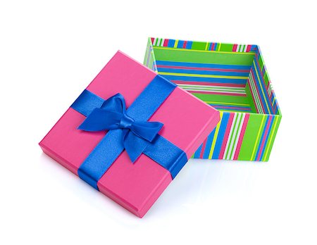 simsearch:694-03328113,k - Colorful gift box. Isolated on white background Fotografie stock - Microstock e Abbonamento, Codice: 400-07922834