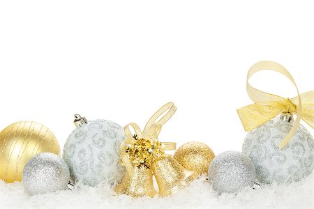 simsearch:400-07933751,k - Christmas colorful decor over snow. Isolated on white background with copy space Photographie de stock - Aubaine LD & Abonnement, Code: 400-07922835