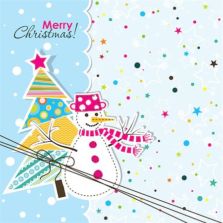 scrapbook cards christmas - Template christmas greeting card, vector illustration Photographie de stock - Aubaine LD & Abonnement, Code: 400-07922956