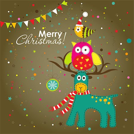 scrapbook cards christmas - Christmas greeting card, vector illustration Photographie de stock - Aubaine LD & Abonnement, Code: 400-07922951