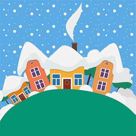 Vector illustration of New Year and Christmas landscape in the daytime Photographie de stock - Aubaine LD & Abonnement, Code: 400-07923109