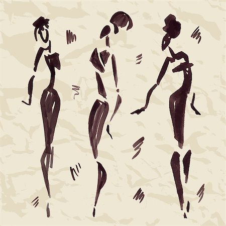 Figures of african dancers. Hand drawn Vector Illustration. Stock Photo - Budget Royalty-Free & Subscription, Code: 400-07923124