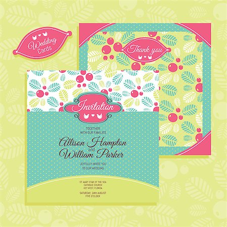 simsearch:400-07923343,k - Floral wedding card vector illustration Foto de stock - Super Valor sin royalties y Suscripción, Código: 400-07923344