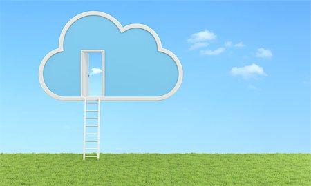 simsearch:400-09028668,k - Cloud with ladder  and open door in a meadow- 3D Rendering Stock Photo - Budget Royalty-Free & Subscription, Code: 400-07923526