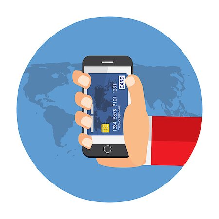 phone pay store - Mobile Payment Flat Concept Vector Illustration. EPS10 Stock Photo - Budget Royalty-Free & Subscription, Code: 400-07923677