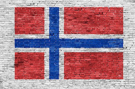 simsearch:400-07933897,k - Norwegian flag over white brick wall Fotografie stock - Microstock e Abbonamento, Codice: 400-07923970