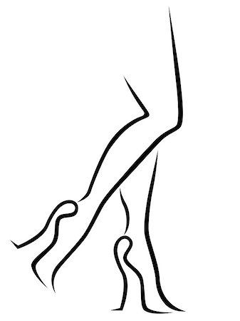 simsearch:400-07620944,k - Abstract outline of graceful female legs in stylish footwear, black over white vector sketching artwork Fotografie stock - Microstock e Abbonamento, Codice: 400-07934070