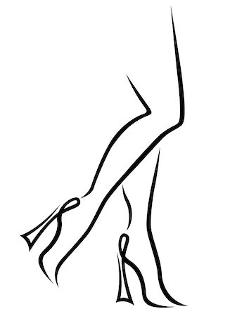 simsearch:400-07620944,k - Abstract outline of graceful women legs in stylish footwear, black over white vector sketching artwork Fotografie stock - Microstock e Abbonamento, Codice: 400-07934071