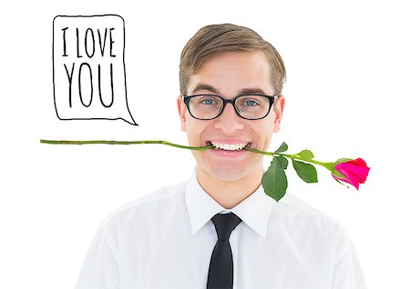 person words speech bubble not phone not outdoors - Romantic geeky hipster against i love you Stock Photo - Budget Royalty-Free & Subscription, Code: 400-07934629