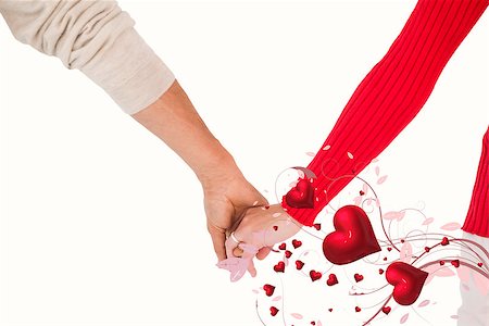 simsearch:400-07957006,k - Couple holding hands rear view against valentines heart design Stock Photo - Budget Royalty-Free & Subscription, Code: 400-07935021