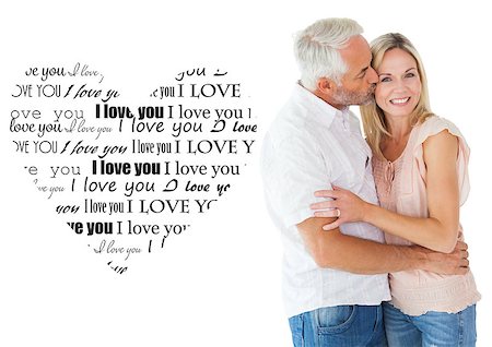 simsearch:400-07957391,k - Affectionate man kissing his wife on the cheek against valentines day pattern Foto de stock - Super Valor sin royalties y Suscripción, Código: 400-07935297