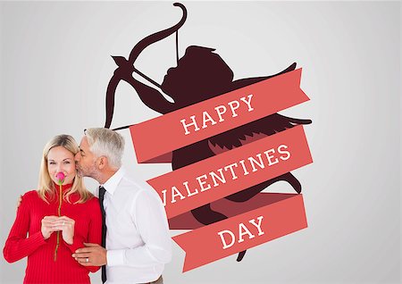 simsearch:400-07957627,k - Handsome man giving his wife a kiss on cheek against valentines day greeting Foto de stock - Super Valor sin royalties y Suscripción, Código: 400-07935337