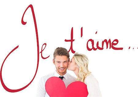 simsearch:400-07957805,k - Attractive young couple holding red heart against valentines love hearts Photographie de stock - Aubaine LD & Abonnement, Code: 400-07935362
