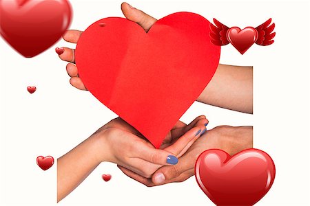 simsearch:400-05343223,k - Hands holding red heart against hearts Stock Photo - Budget Royalty-Free & Subscription, Code: 400-07935912