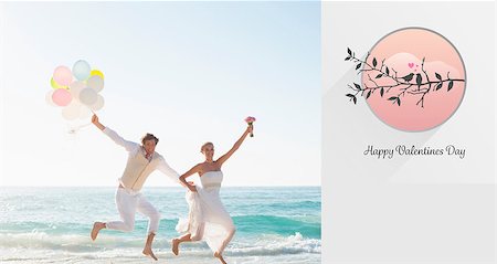 simsearch:400-07664797,k - Love birds against newlyweds having fun holding balloons Stock Photo - Budget Royalty-Free & Subscription, Code: 400-07935946