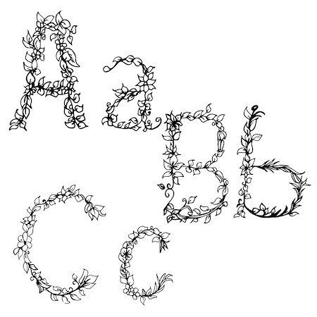 simsearch:400-09048614,k - Vector illustration of Alphabet in style of a sketch. the letters A B C Stock Photo - Budget Royalty-Free & Subscription, Code: 400-07936280