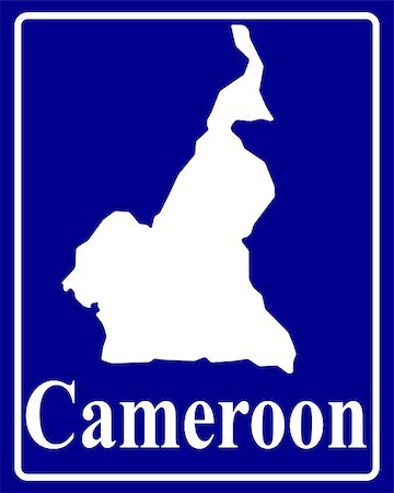 simsearch:400-07936361,k - sign as a white silhouette map of Cameroon with an inscription on a blue background Fotografie stock - Microstock e Abbonamento, Codice: 400-07936325