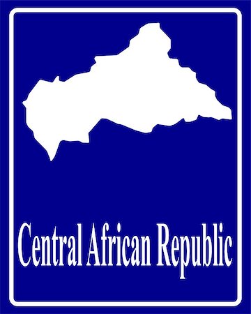 simsearch:400-07936353,k - sign as a white silhouette map of Central African Republic with an inscription on a blue background Fotografie stock - Microstock e Abbonamento, Codice: 400-07936326