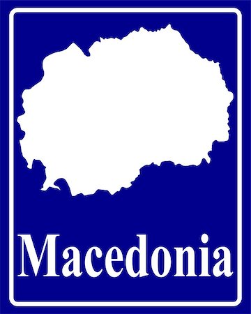 simsearch:400-07936361,k - sign as a white silhouette map of Macedonia with an inscription on a blue background Fotografie stock - Microstock e Abbonamento, Codice: 400-07936329