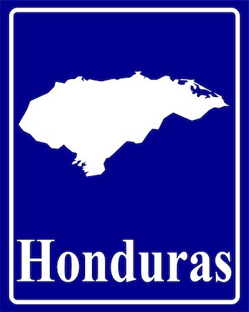 simsearch:400-07936350,k - sign as a white silhouette map of Honduras with an inscription on a blue background Fotografie stock - Microstock e Abbonamento, Codice: 400-07936375