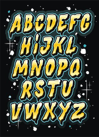 Hand drawn comics style letttering font. Vector alphabet Foto de stock - Super Valor sin royalties y Suscripción, Código: 400-07936420