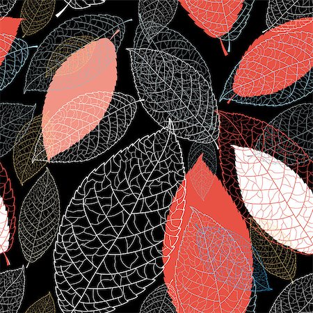 simsearch:400-07932621,k - seamless graphic pattern with autumn leaves on a black background Foto de stock - Royalty-Free Super Valor e Assinatura, Número: 400-07936445