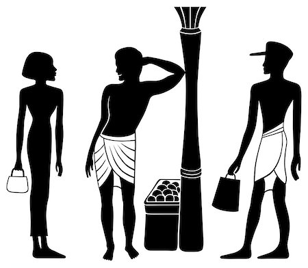 Ancient market meeting silhouettes isolated on white background, vector illustration Stock Photo - Budget Royalty-Free & Subscription, Code: 400-07936491